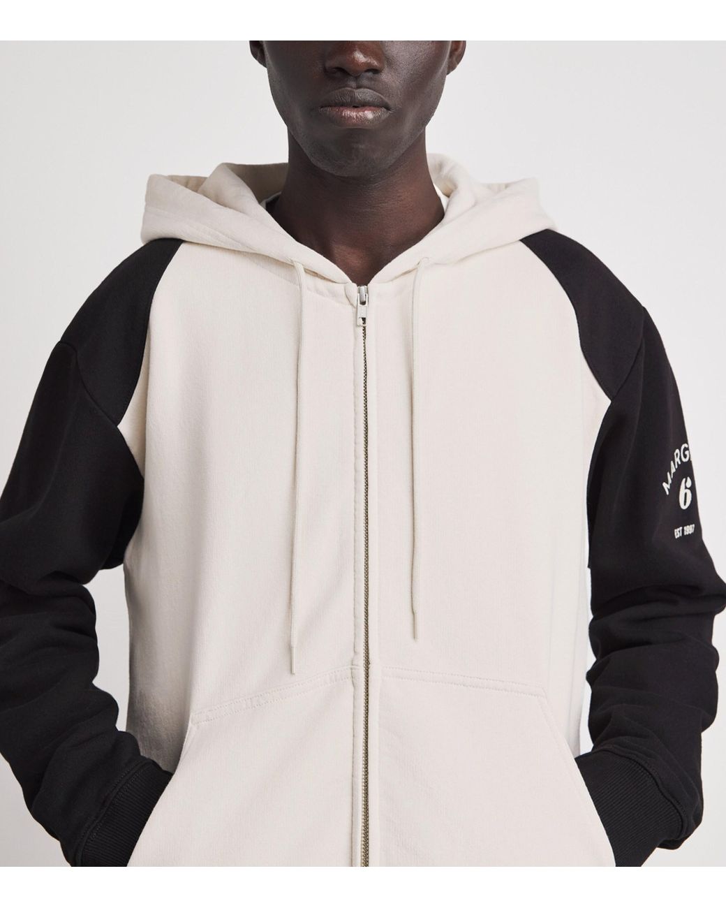 MM6 by Maison Margiela Multicolor Cotton Two-Tone Zip-Up Hoodie for men
