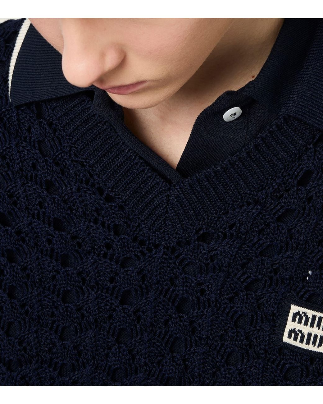 Miu Miu Blue Cotton Polo Sweater