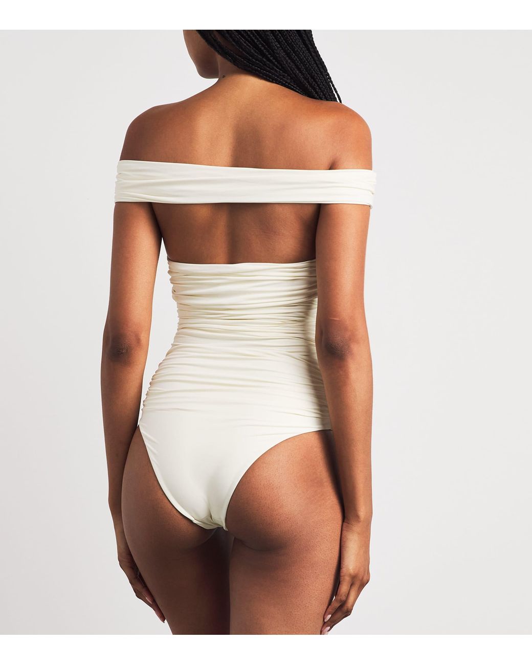 Moré Noir White Nadia Off-The-Shoulder Swimsuit