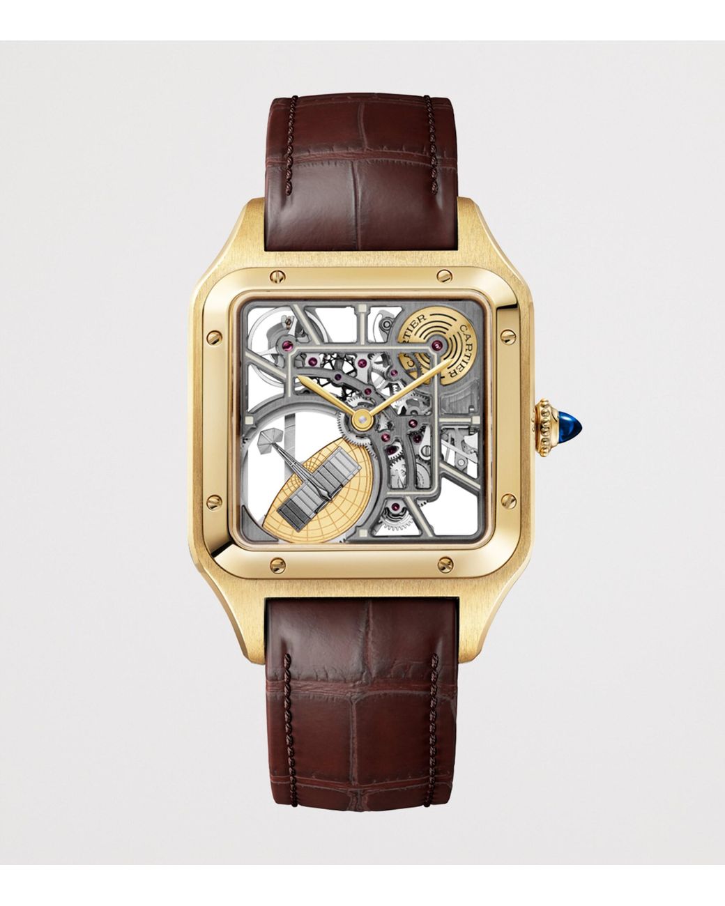 Cartier Metallic Large Santos-Dumont Skeleton Watch