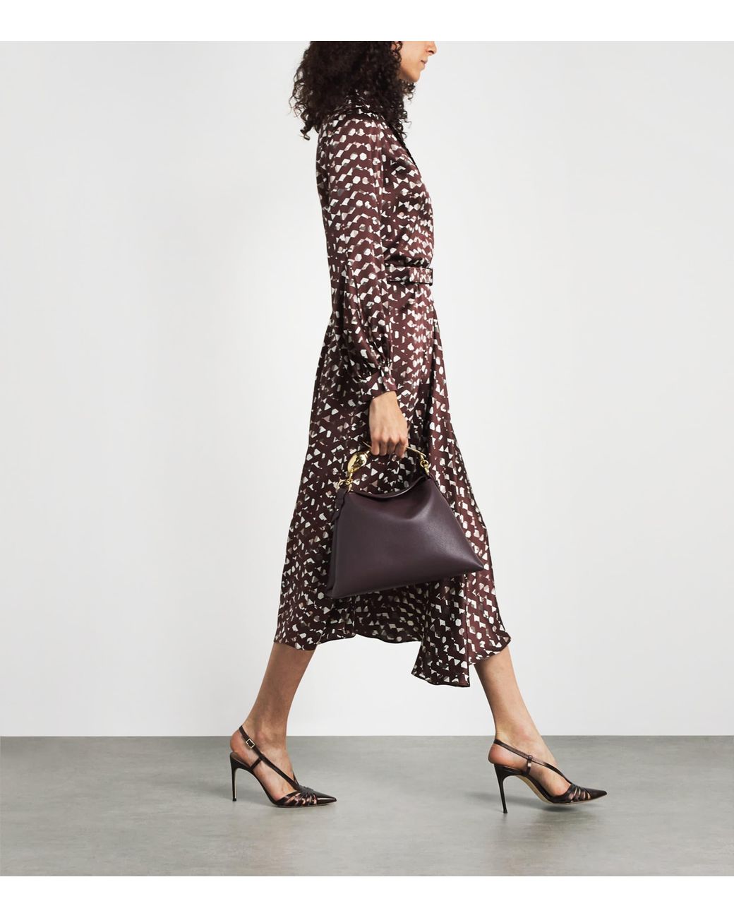 Kiton Red Silk Printed Midi Dress