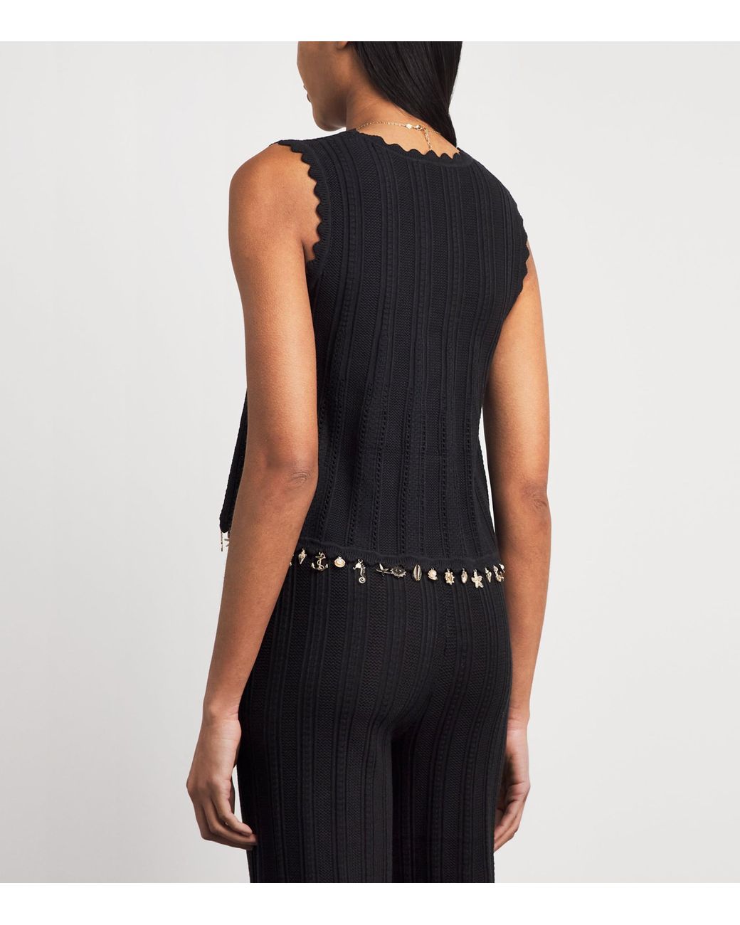 Maje Black Charm-Embellished Sleeveless Cardigan