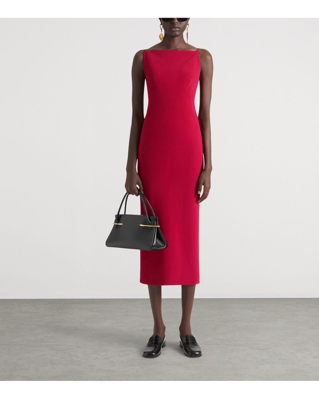 Givenchy Red Sliced Kick-Back Midi Dress