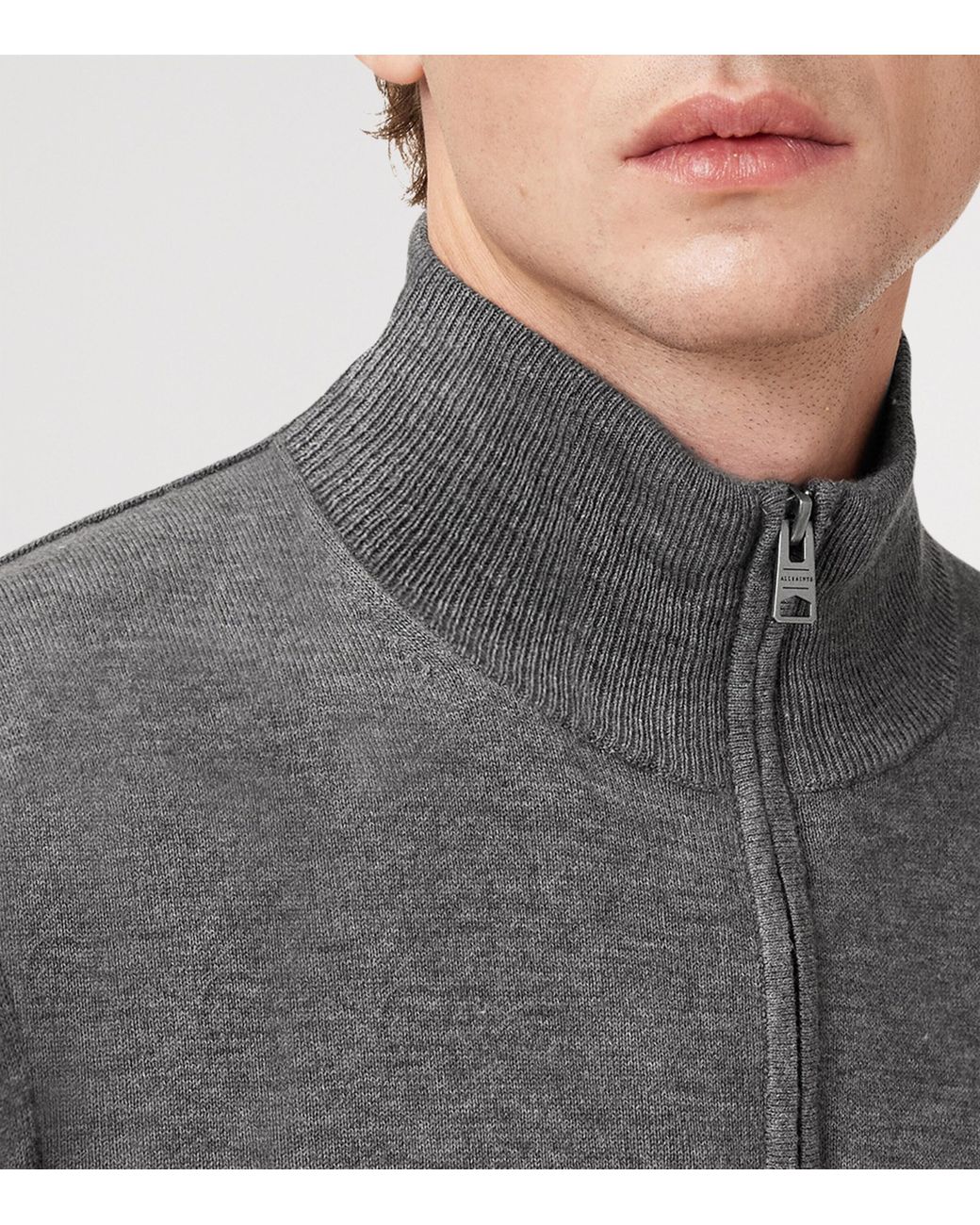 AllSaints Gray Kilburn Quarter-Zip Sweater for men