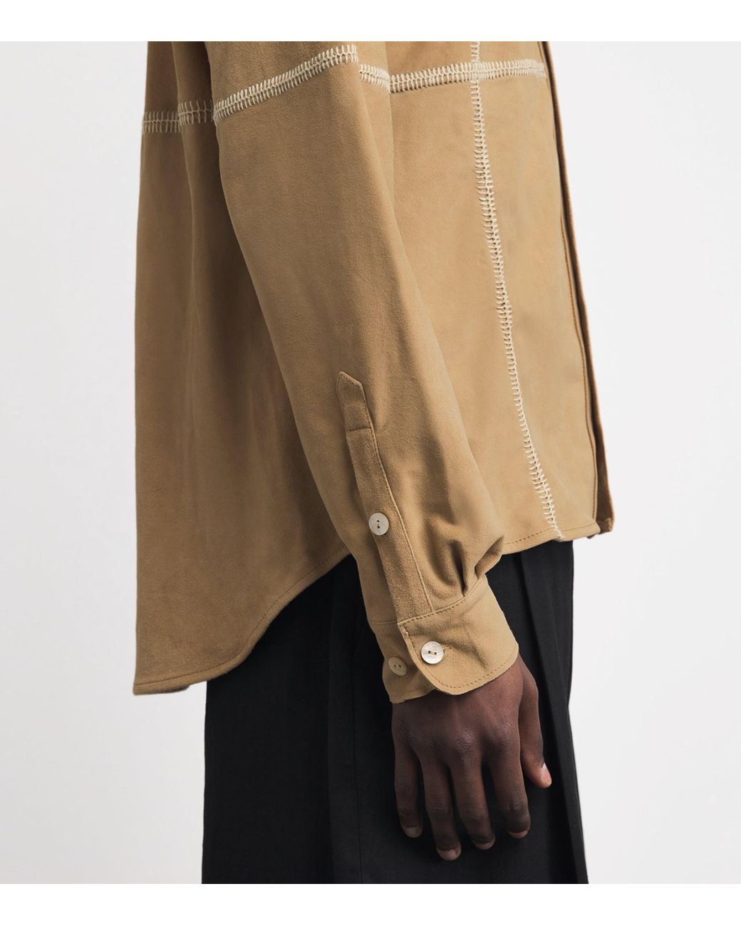 Kartik Research Natural Suede Contrast-Stitch Shirt for men