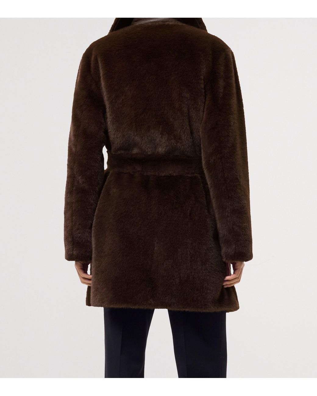 Burberry Brown Faux Fur Belted Car Coat