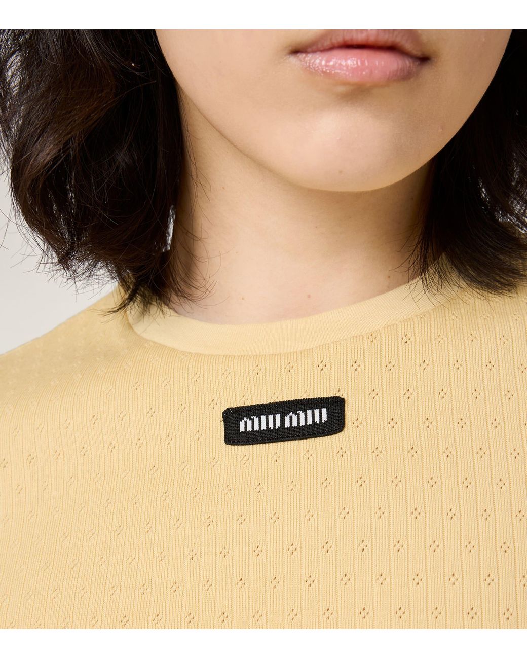 Miu Miu Natural Cotton Cropped Baby T-Shirt