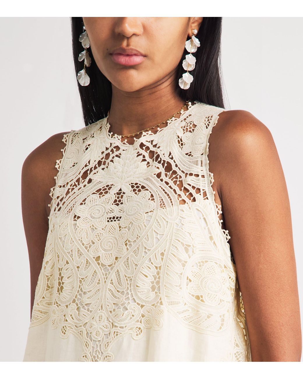 Ulla Johnson White Linen Embroidered Coralite Midi Dress
