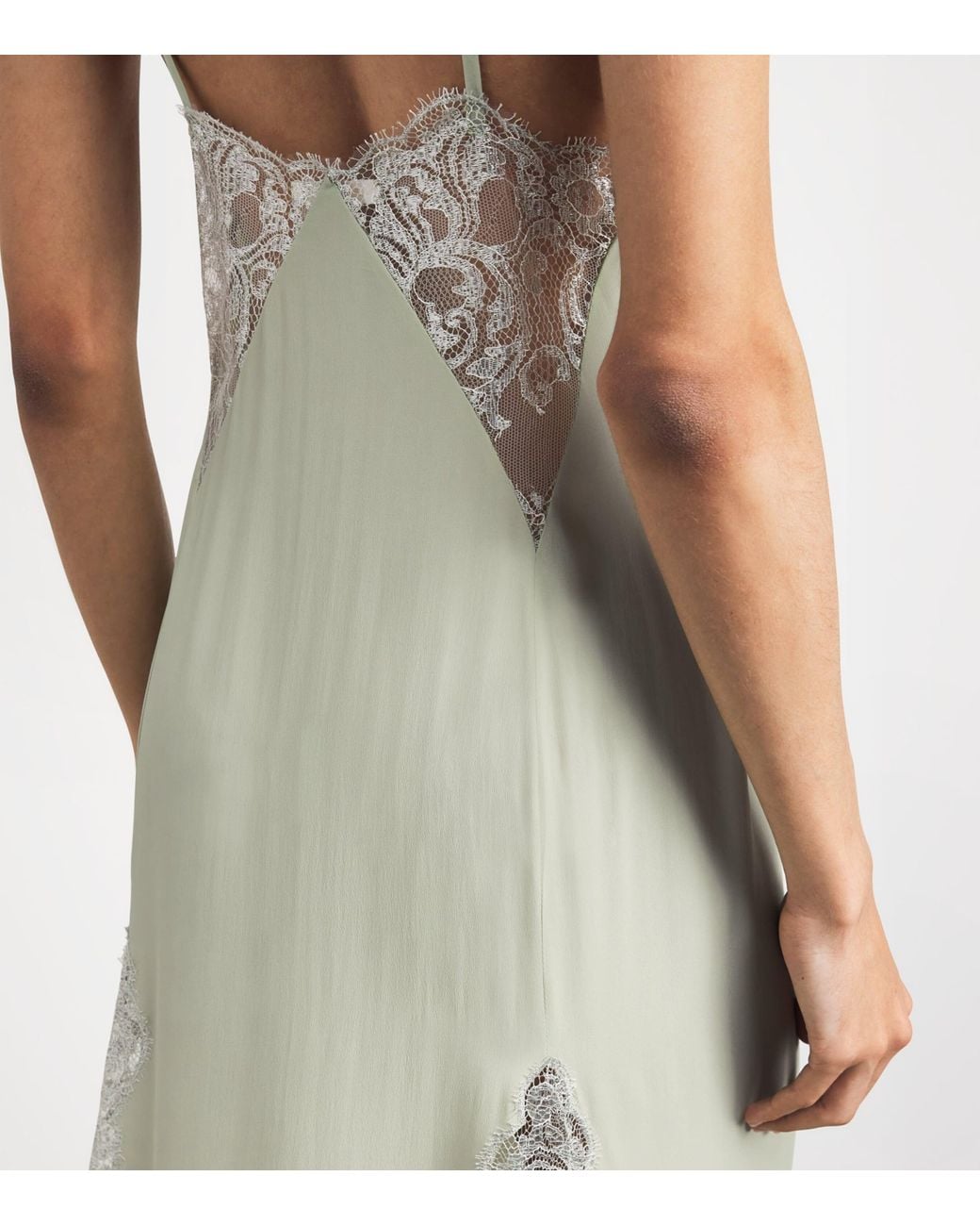 Rosamosario White Silk Georgette Regina Effat Maxi Slip Dress