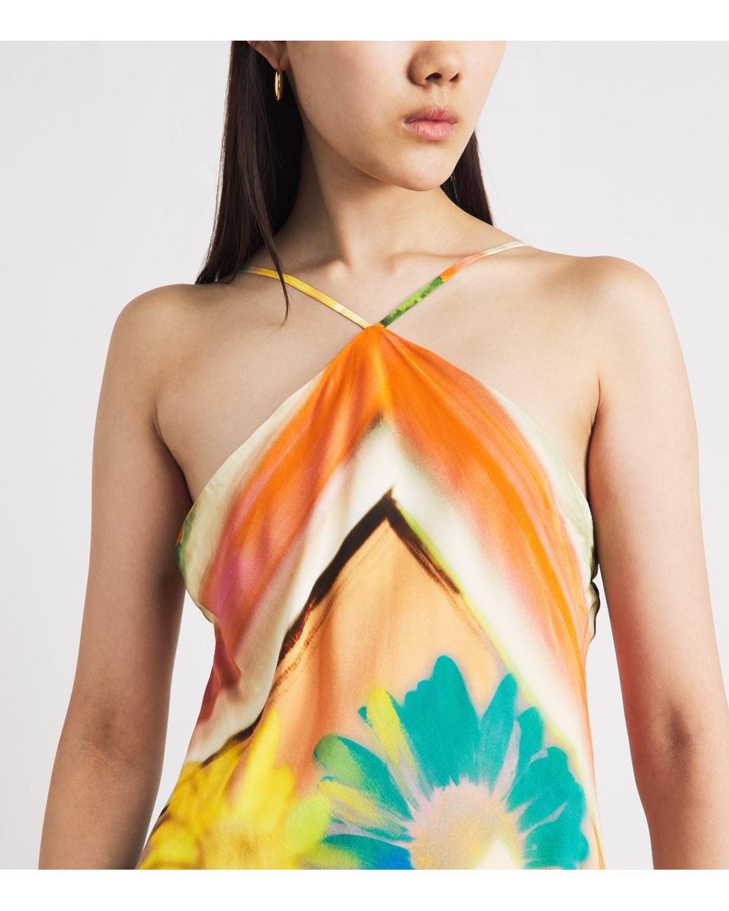 Staud Metallic Halterneck Cubism Maxi Dress