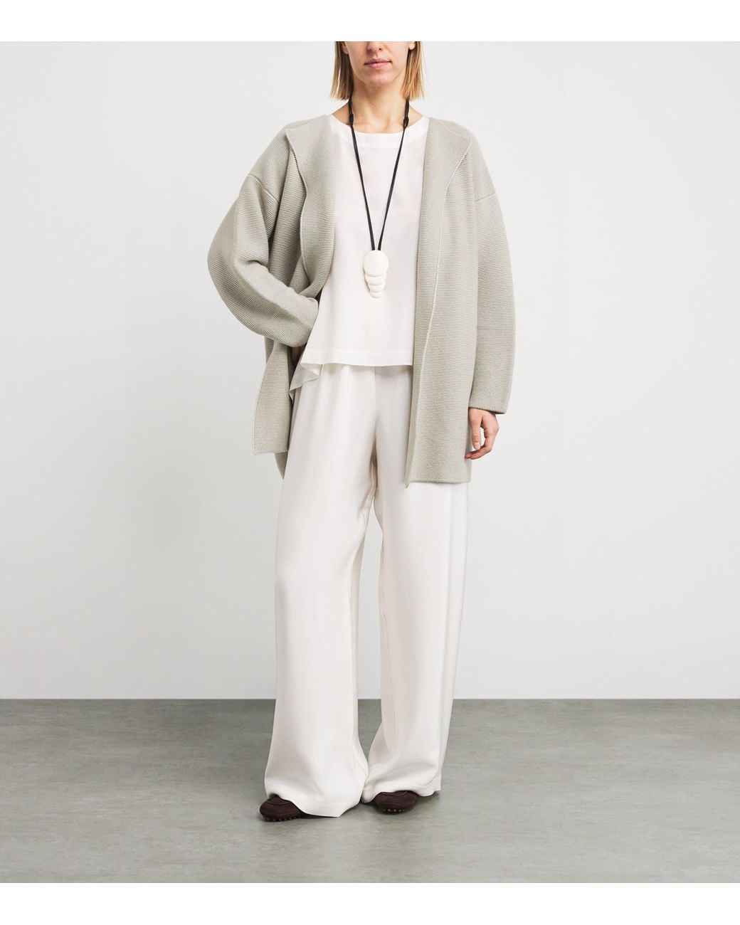 Eskandar Gray Cashmere Open Cardigan
