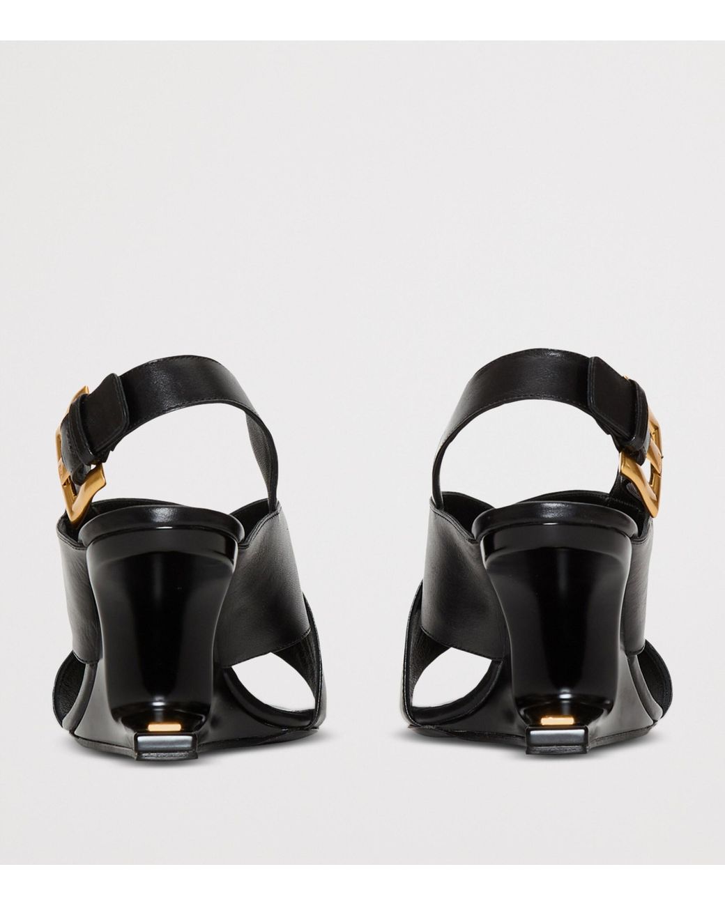 Balmain Black Leather Anthem No-Wedge Heeled Sandals 75