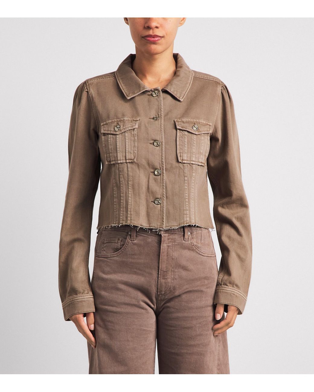 PAIGE Brown Cropped Pacey Denim Jacket