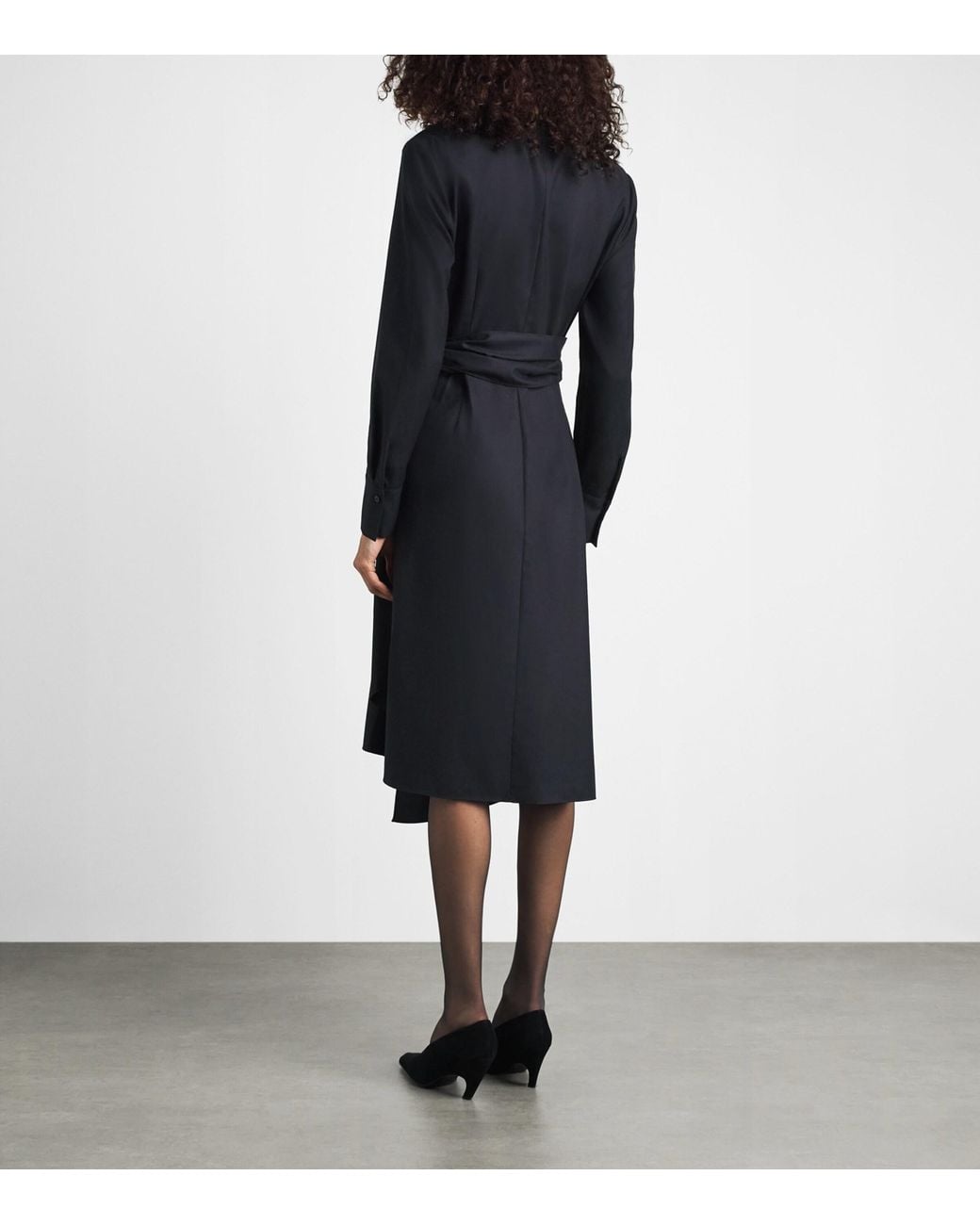 Lafayette 148 New York Blue Cotton Tie-Front Midi Shirt Dress