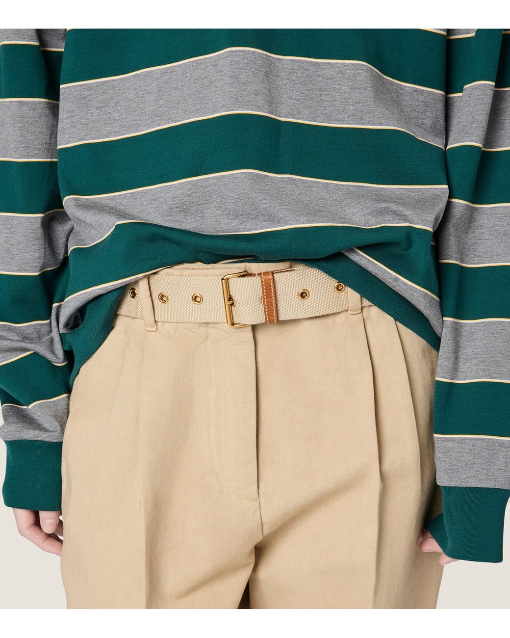 Miu Miu Green Cotton Stripe Sweatshirt