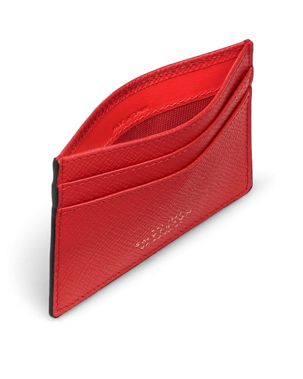 Smythson Red Panama Leather Card Holder