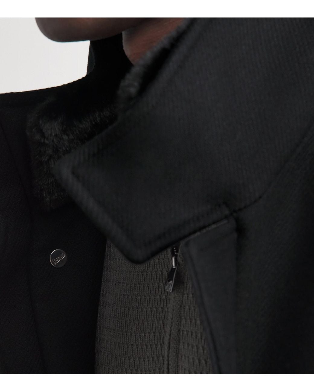 Herno Black Virgin Wool-Blend Car Coat for men