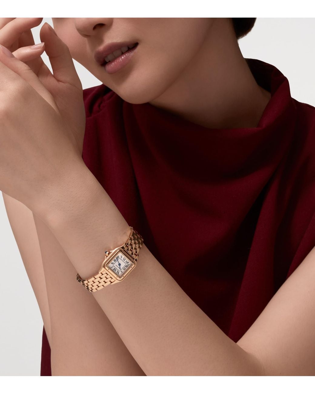 Cartier Metallic Small Rose And Diamond Panthère De Watch