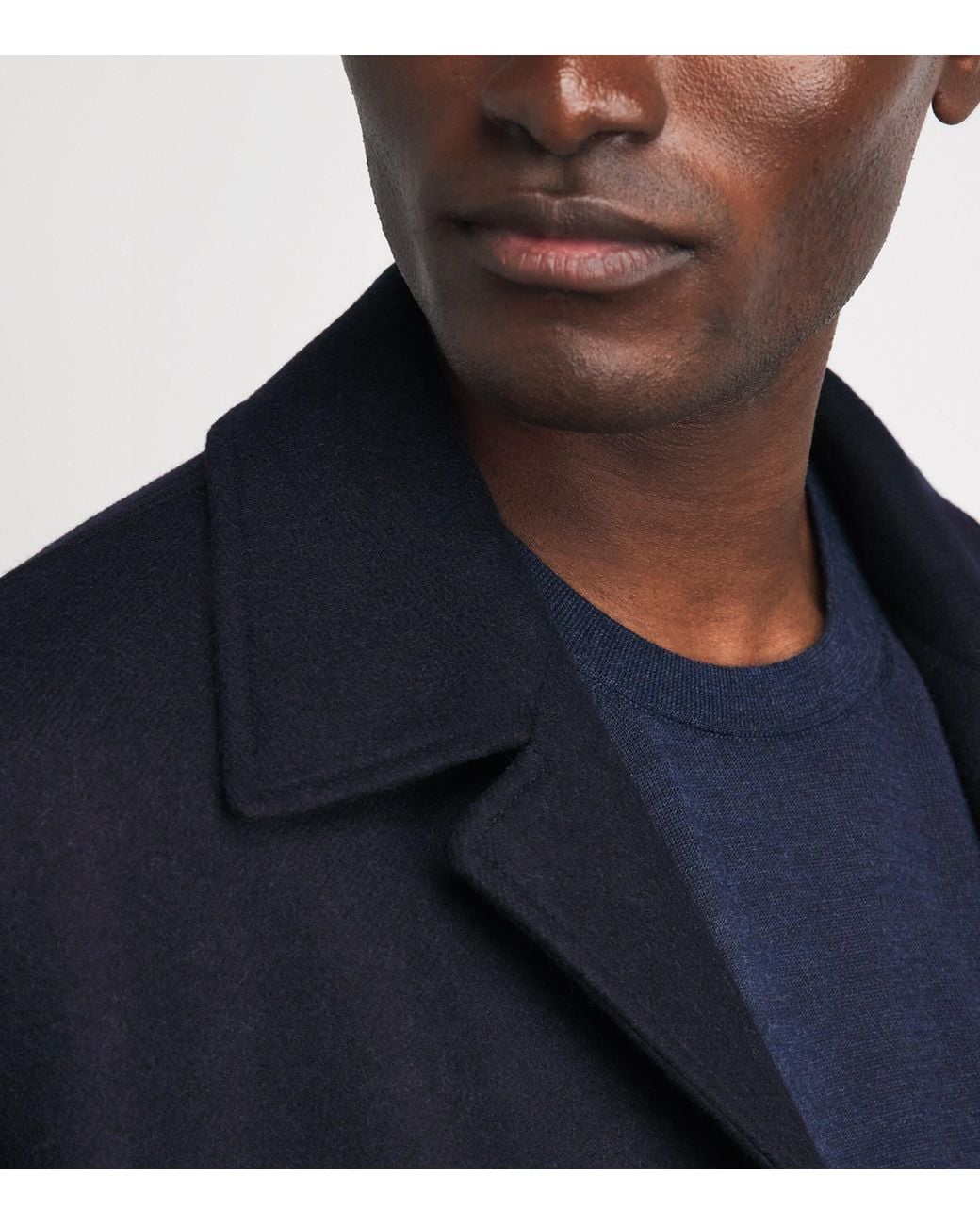 Herno Blue Virgin Wool Coat for men