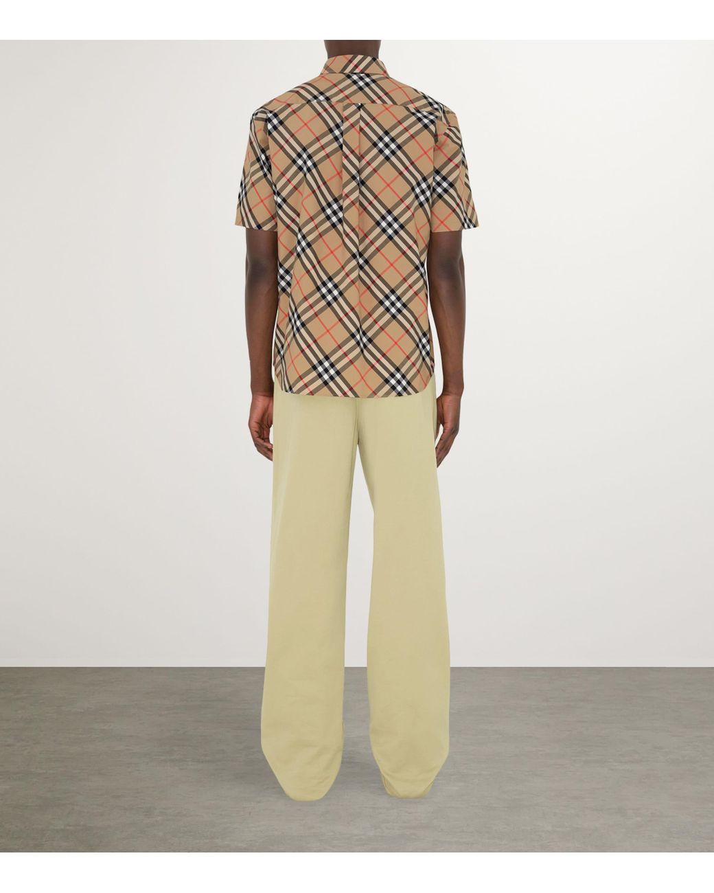 Burberry Gray Organic Cotton Short-Sleeve Check Shirt for men