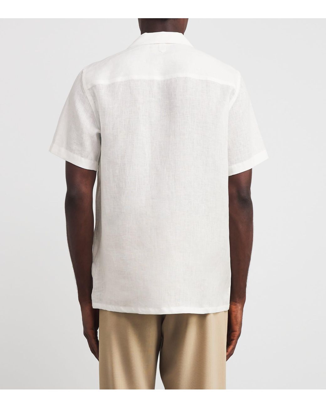 Canali White Linen Notched-Collar Shirt for men