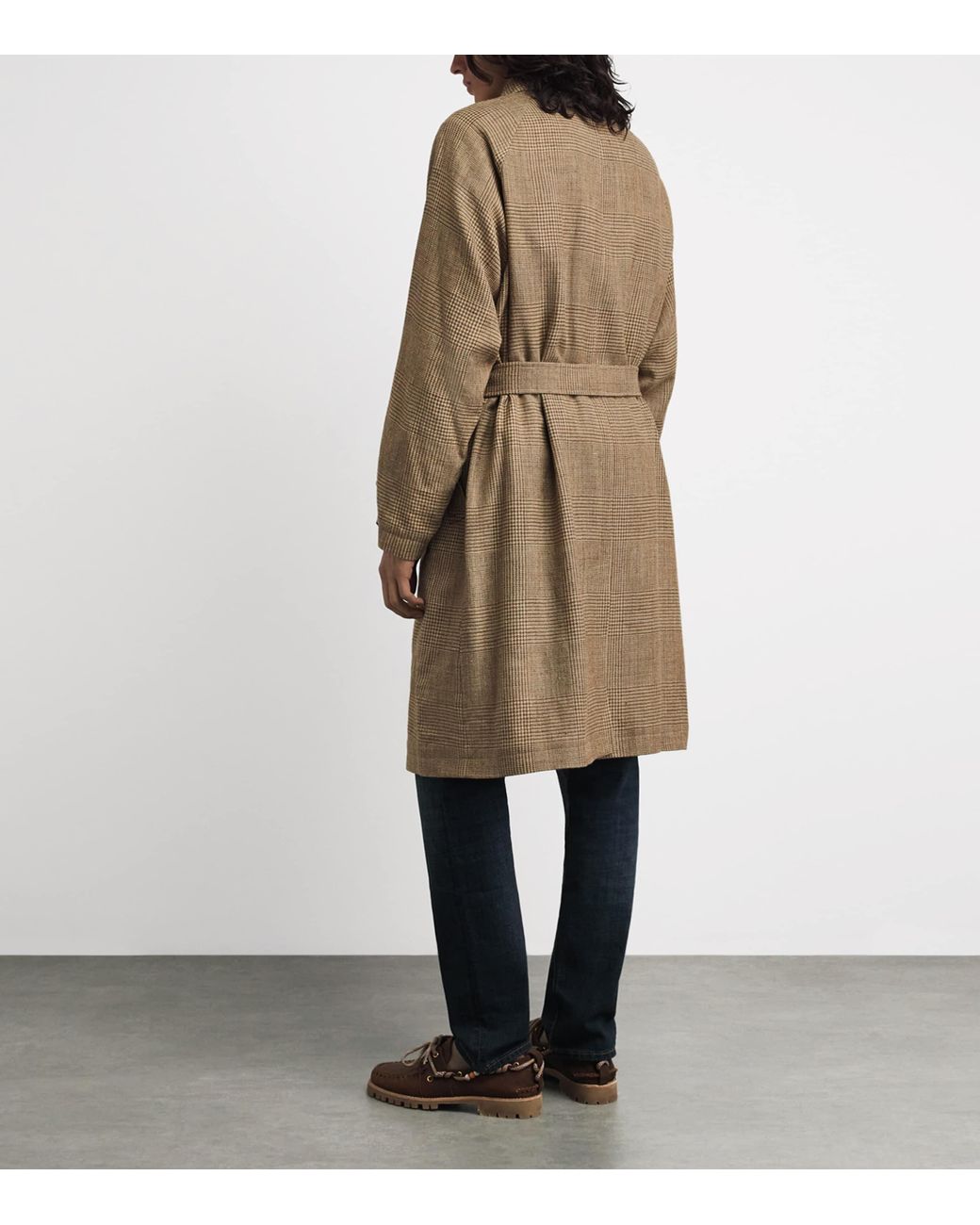 Polo Ralph Lauren Natural Silk-Linen-Wool Glen Plaid Overcoat for men