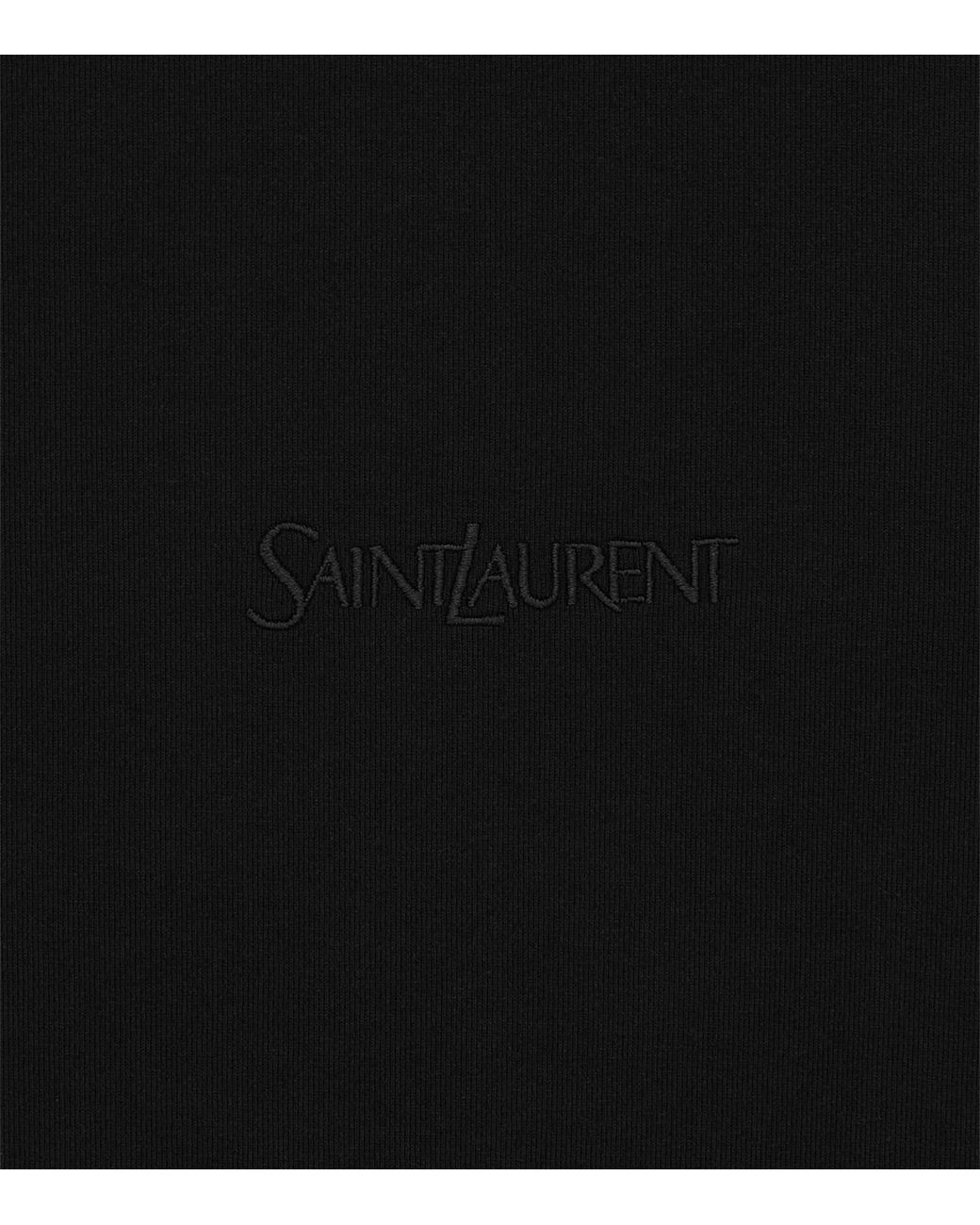Saint Laurent Black Cotton Logo T-Shirt for men
