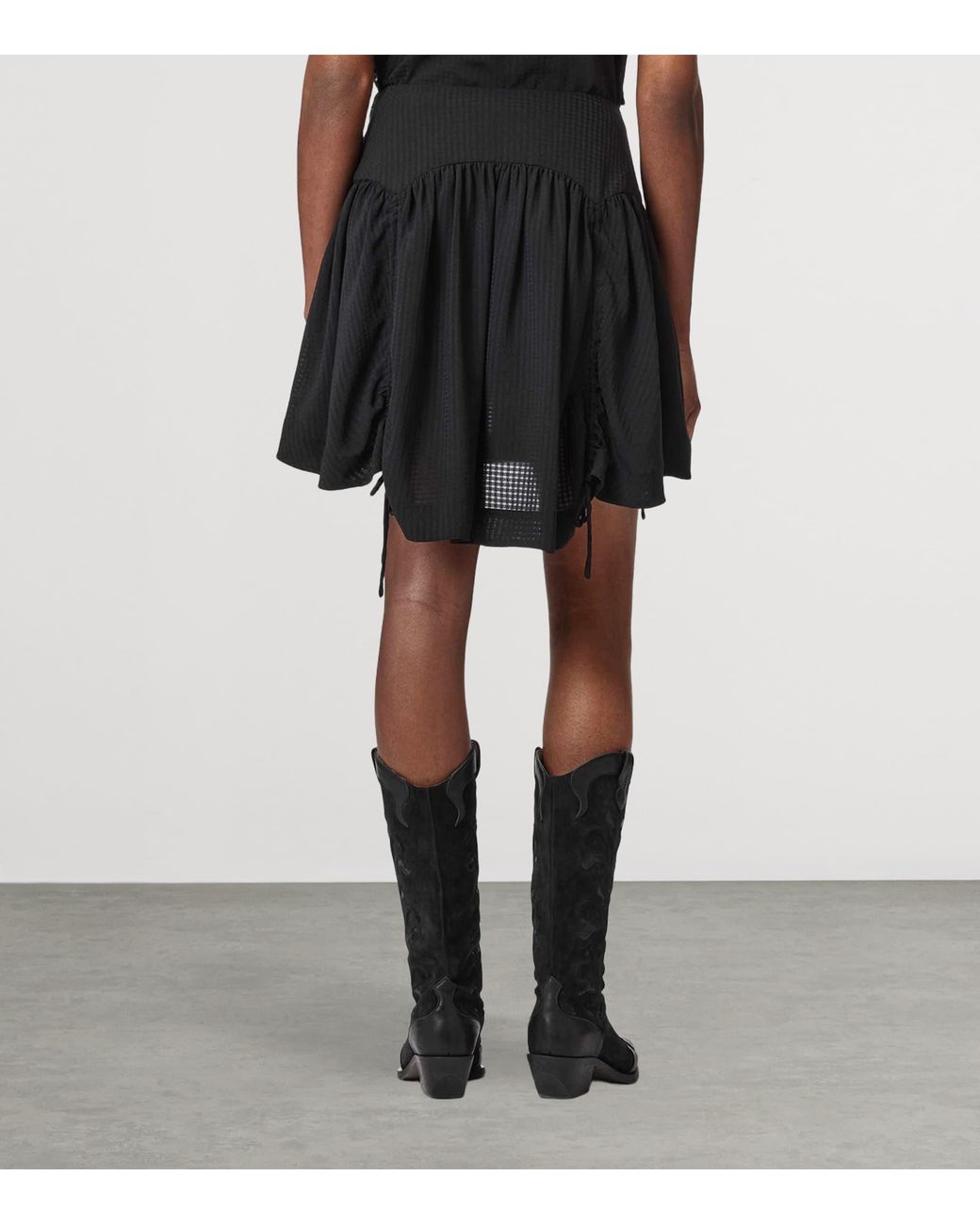 AllSaints Black Check Aria Mini Skirt