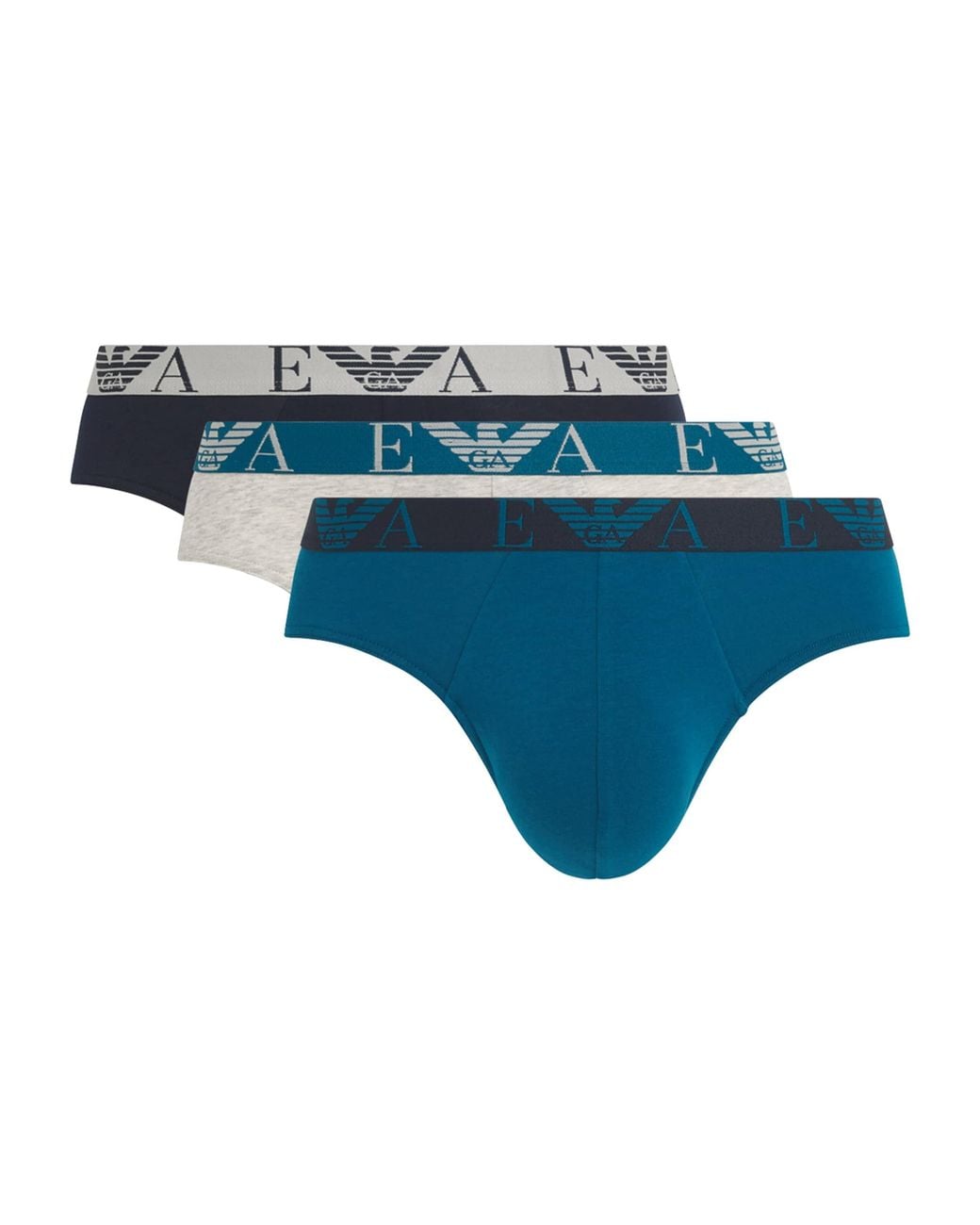 Emporio Armani Blue Stretch-Cotton Eagle Monogram Trunks for men