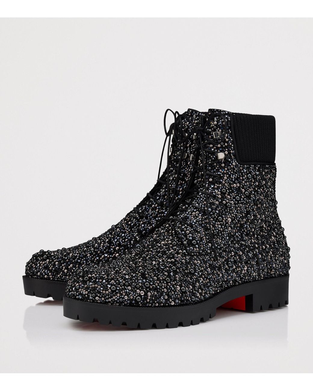 Christian Louboutin Black Trapman Tct 2 Suede Lace-Up Boots