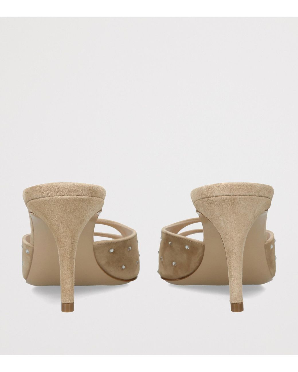 Andrea Wazen Natural Suede Carol Heeled Mules 75