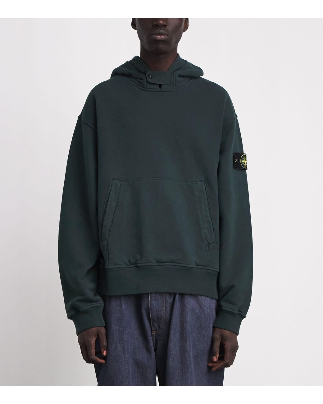 Stone Island Green Organic Cotton Compass Hoodie for men