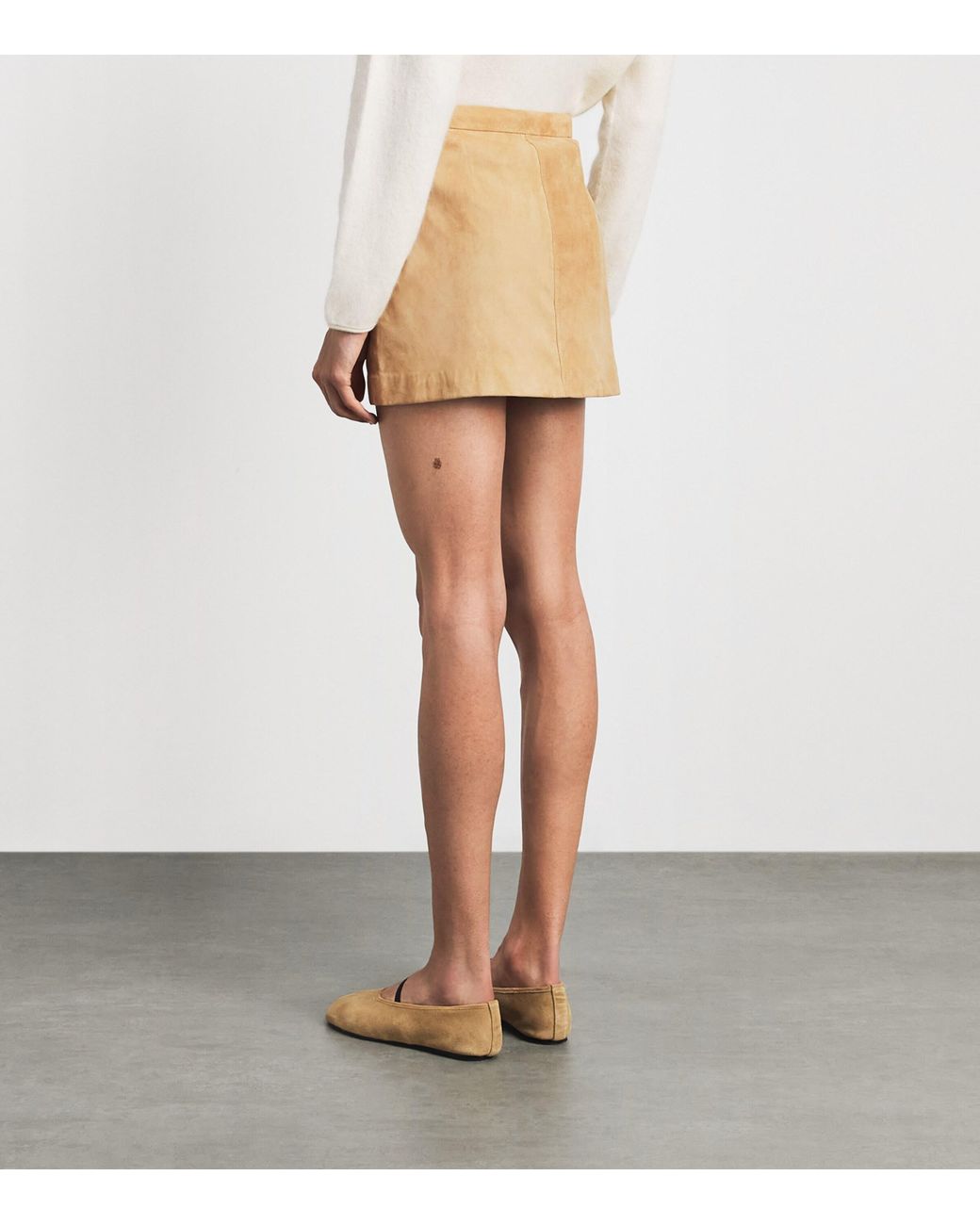FRAME Natural Suede The Safari Mini Skirt