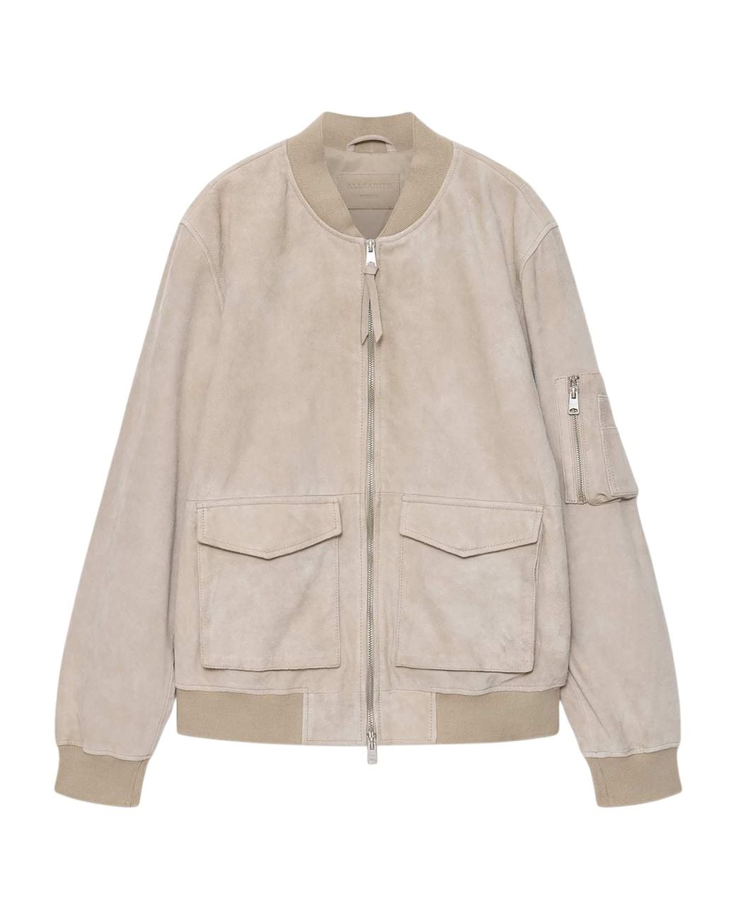 AllSaints Natural Suede Rokko Bomber Jacket