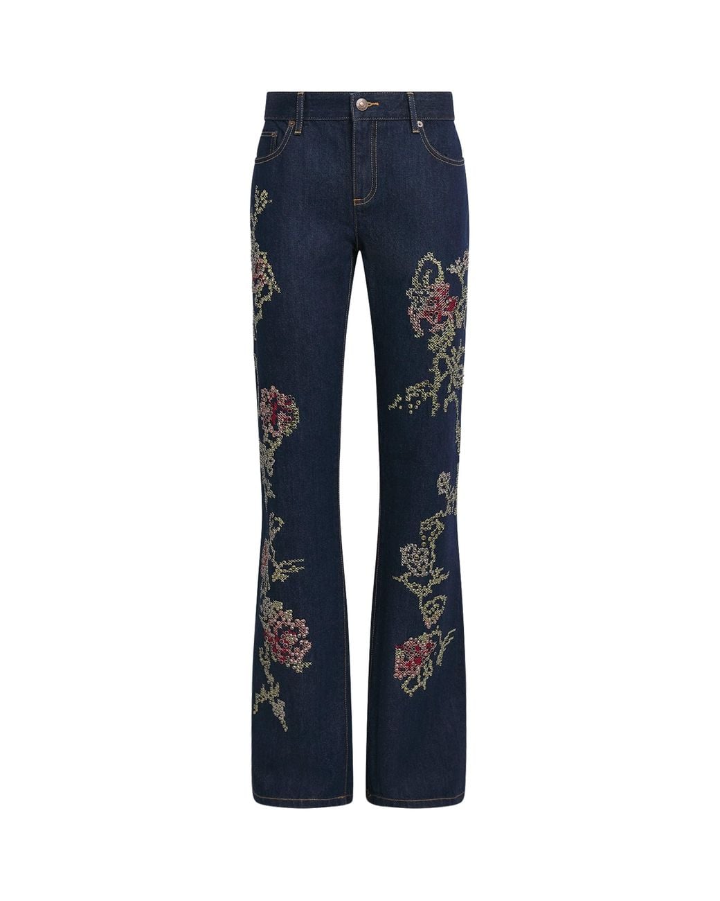 Tory Burch Blue Embellished Bootcut Jeans