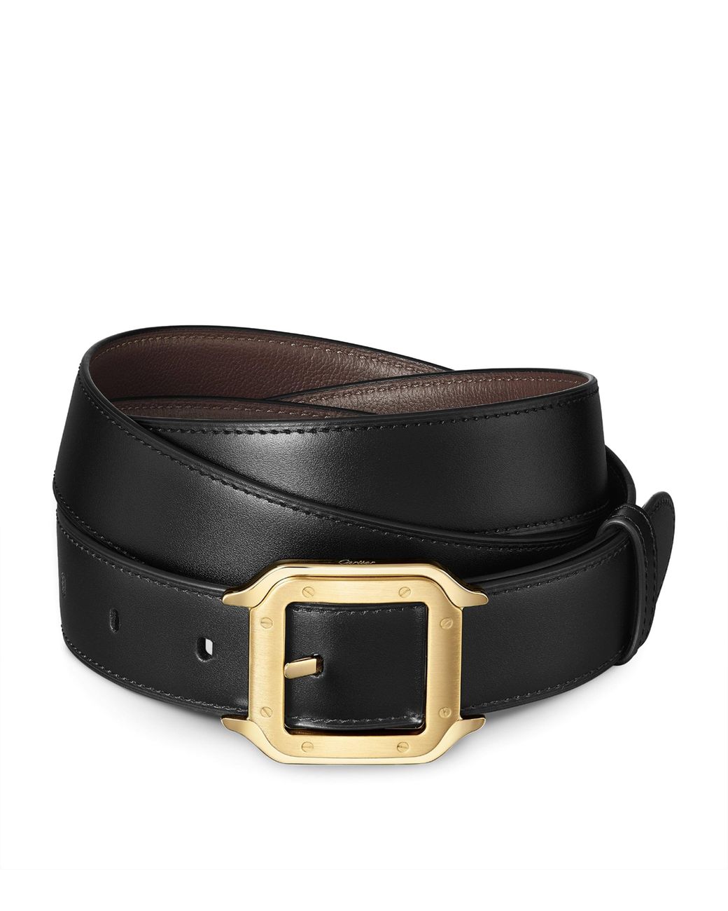 Cartier Black Leather Reversible Santos De Belt for men