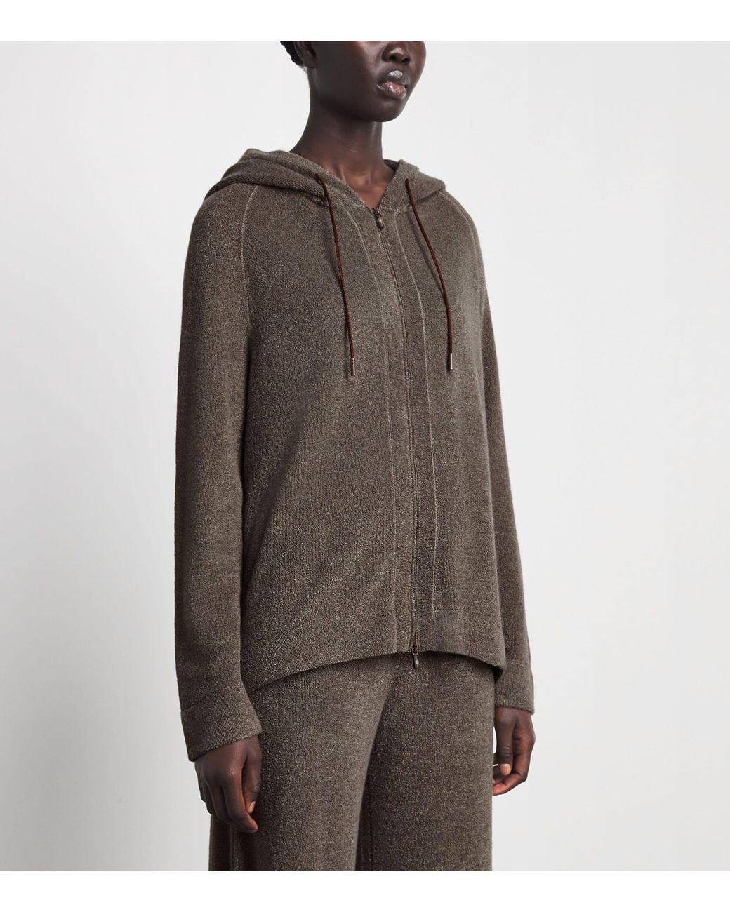Colombo Cashmere-Blend Zip-Up Hoodie in Brown | Lyst