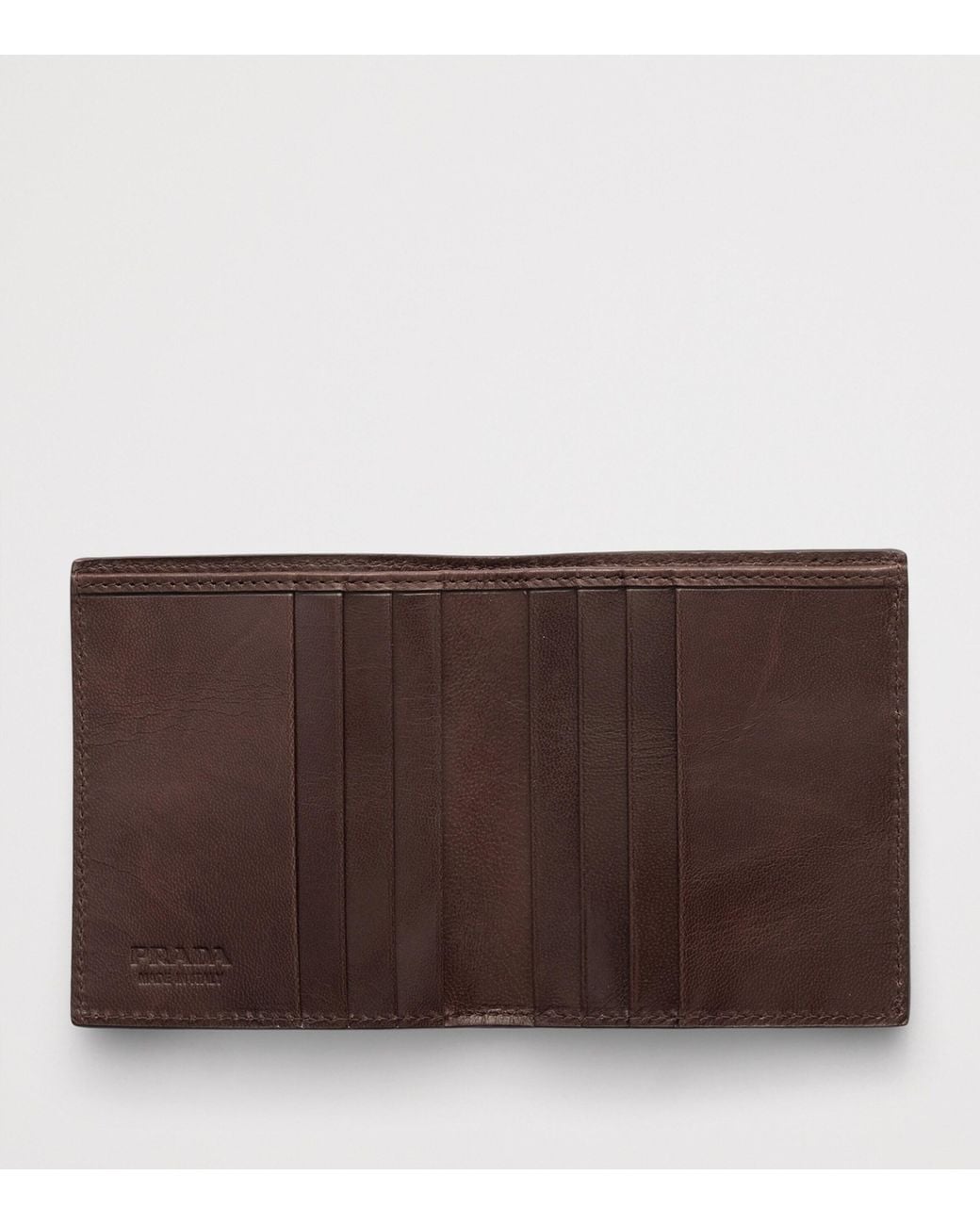 Prada Brown Leather Woven Wallet for men