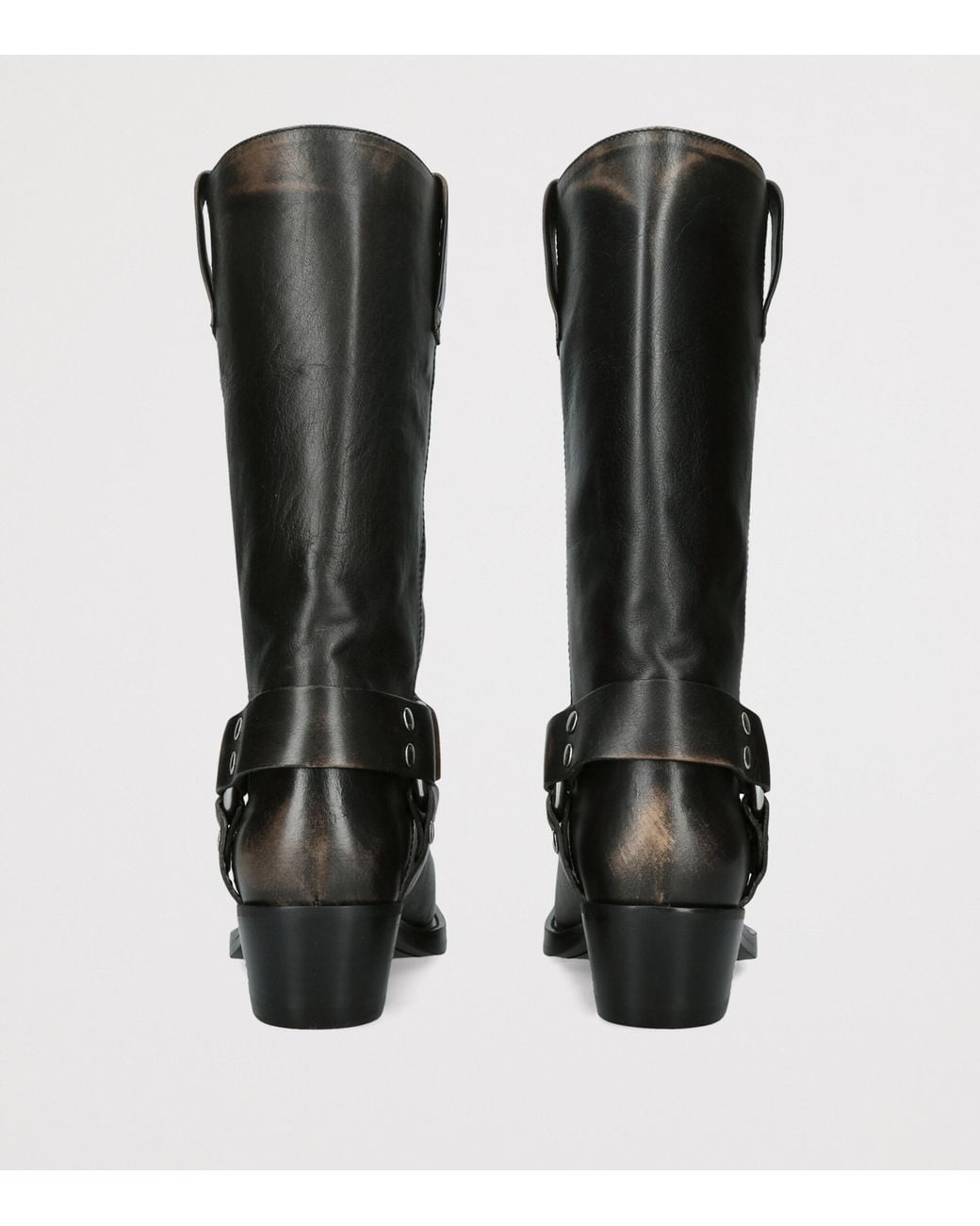 Paris Texas Black Leather Roxy Knee-High Boots 45
