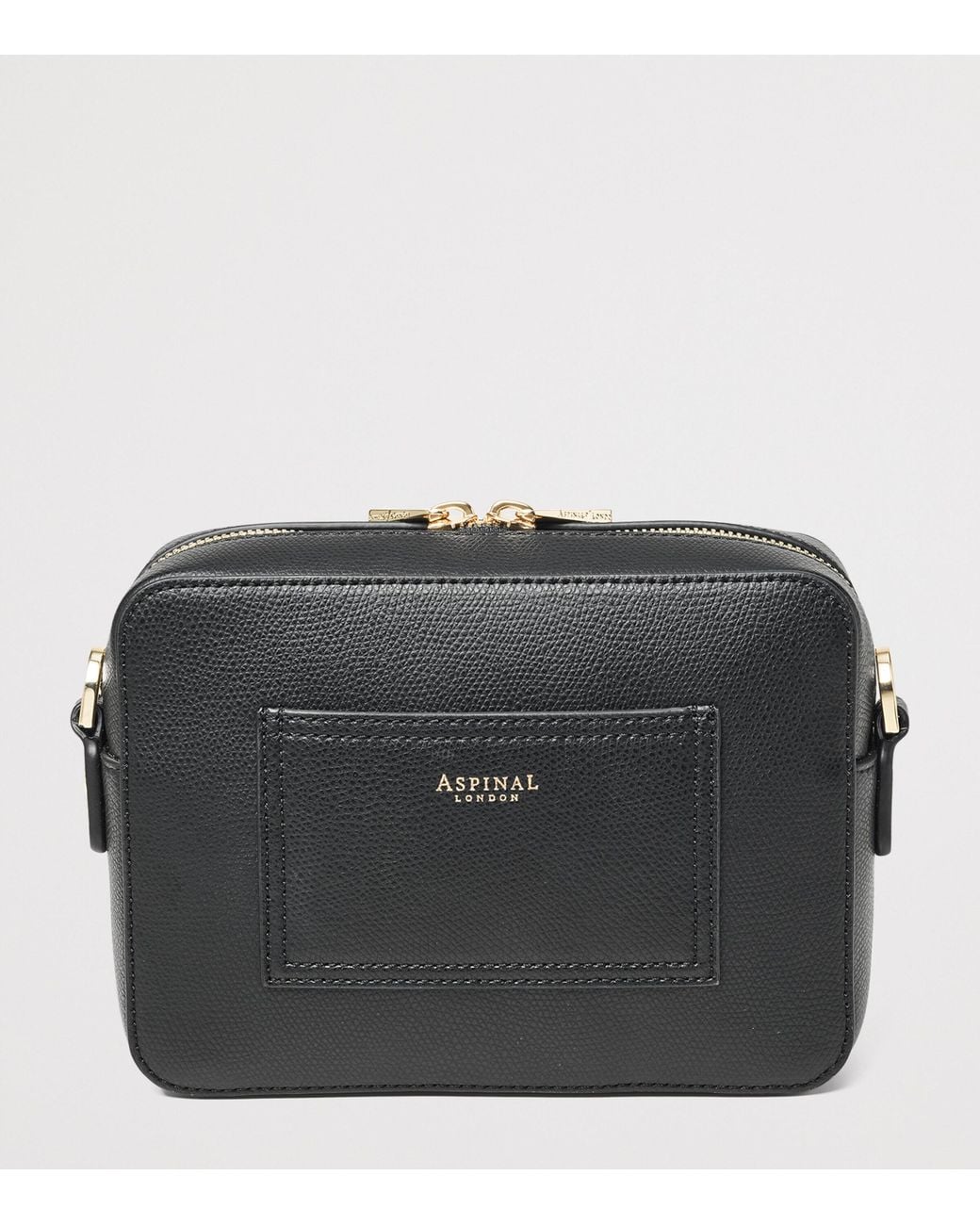 Aspinal Black Leather Slot Weave Camera Bag