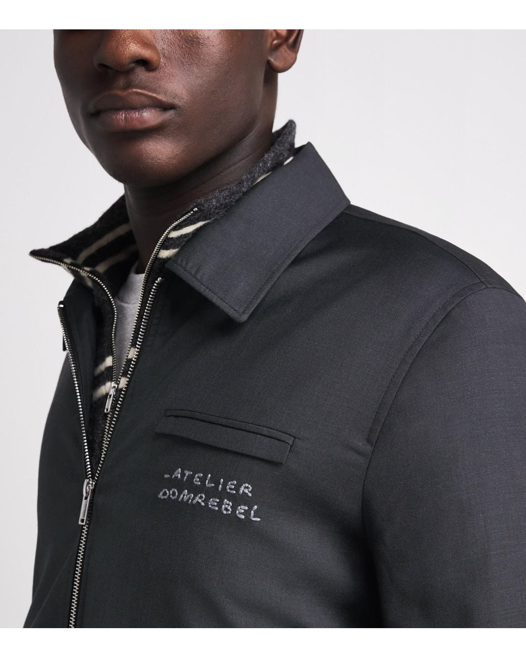 DOMREBEL Black Virgin Wool Backstage Bomber Jacket for men