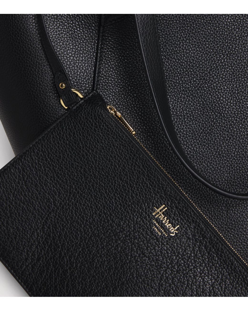 Harrods Black Medium Leather Freya Tote Bag