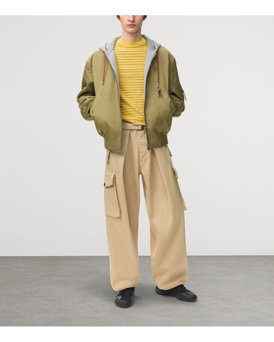 Loewe Natural Cotton Pleated Cargo Trousers for men
