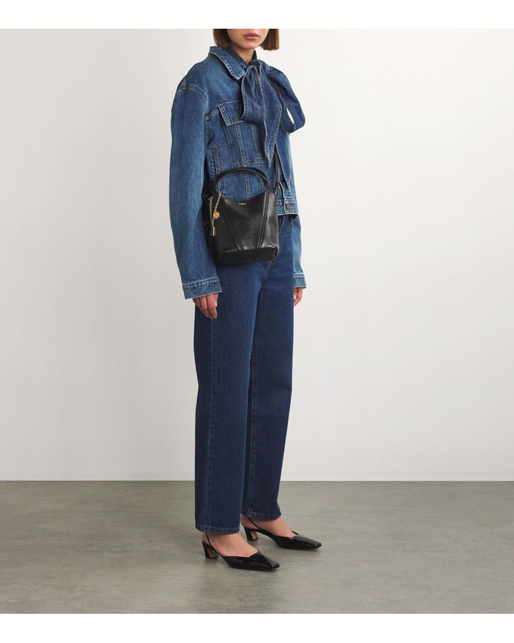 Chloé Black Small Calfskin Spin Tote Bag