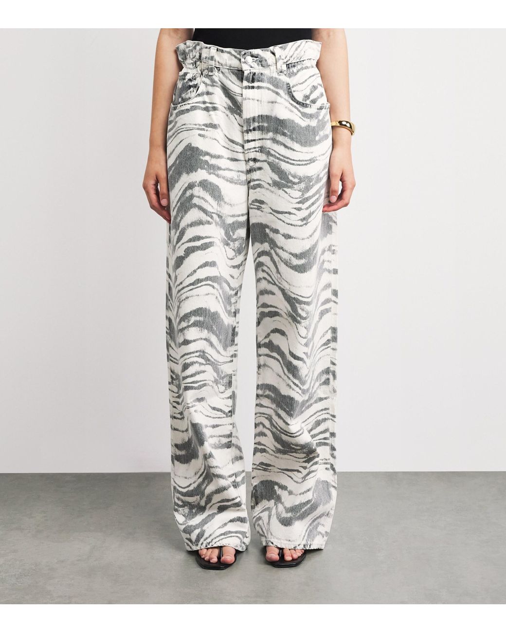 Agolde White Printed Lyonne Wide-Leg Jeans
