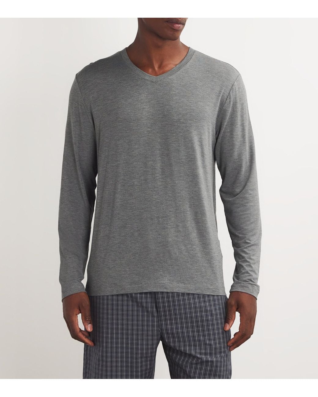 Hanro Gray Casuals V-Neck T-Shirt for men