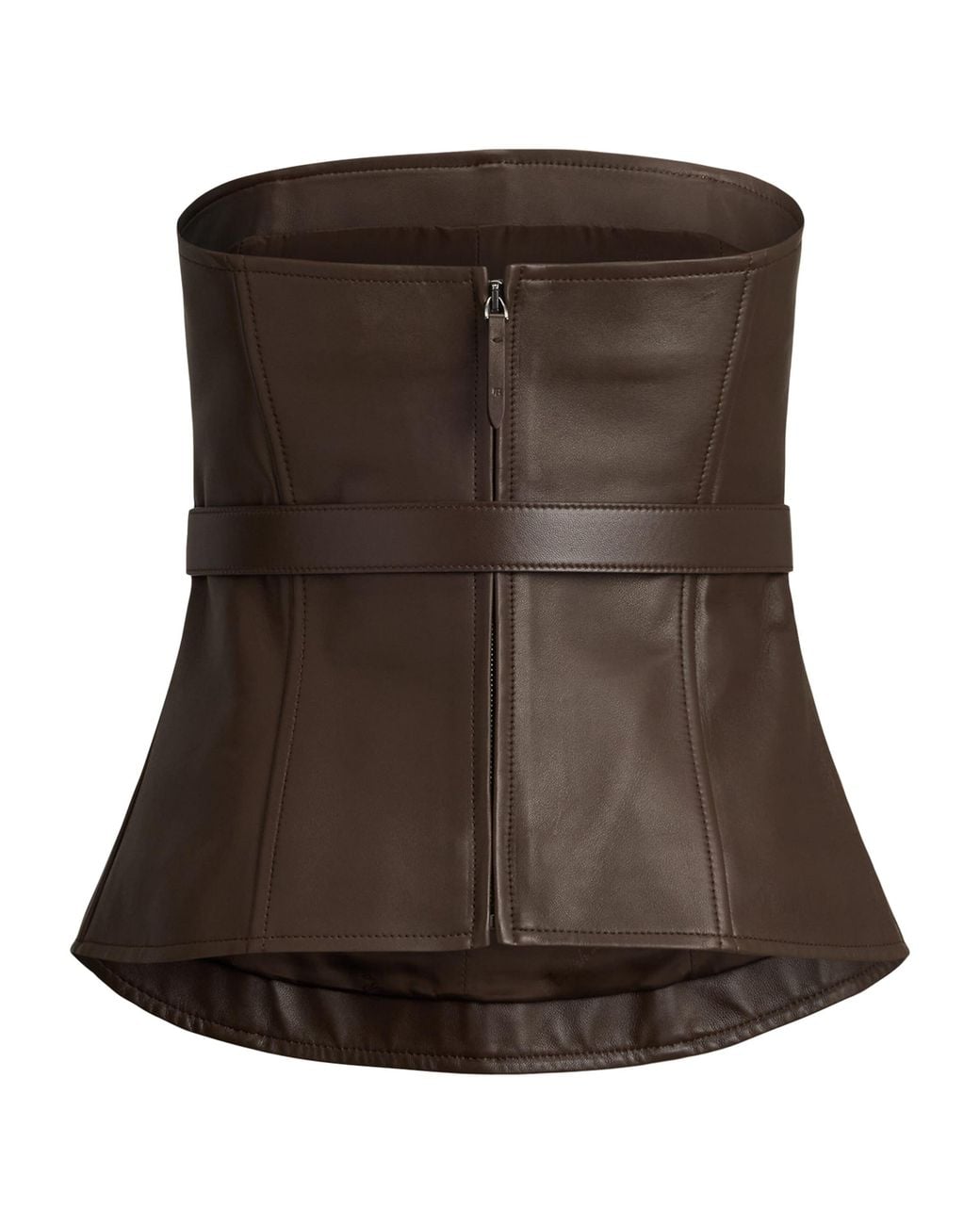 Ralph Lauren Brown Lambskin Jenevieve Bustier Top