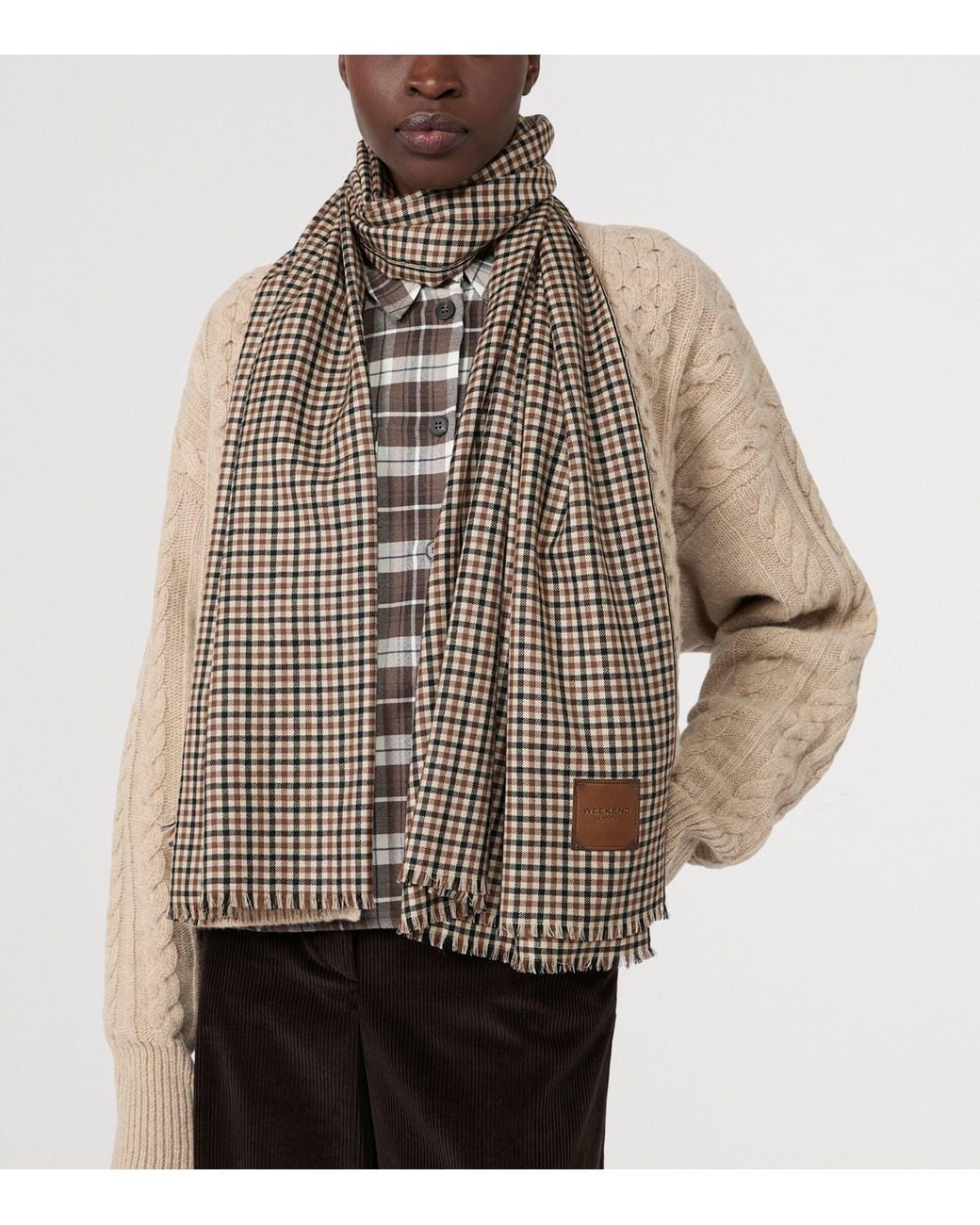 Weekend by Maxmara Black Cotton Check Scarf