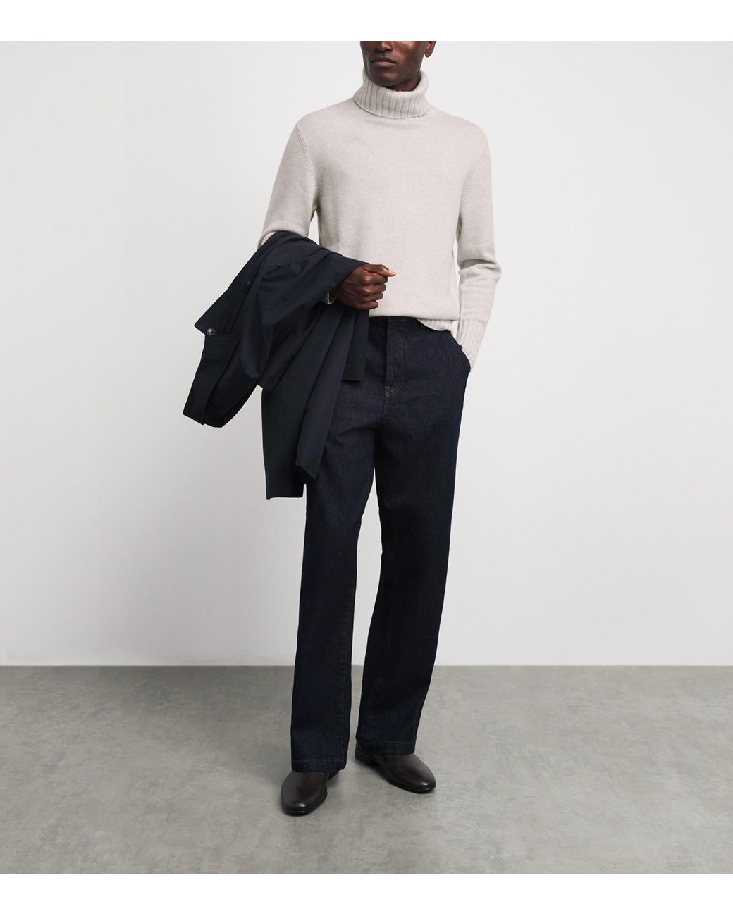 N.Peal Cashmere White Cashmere Brompton Rollneck Sweater for men