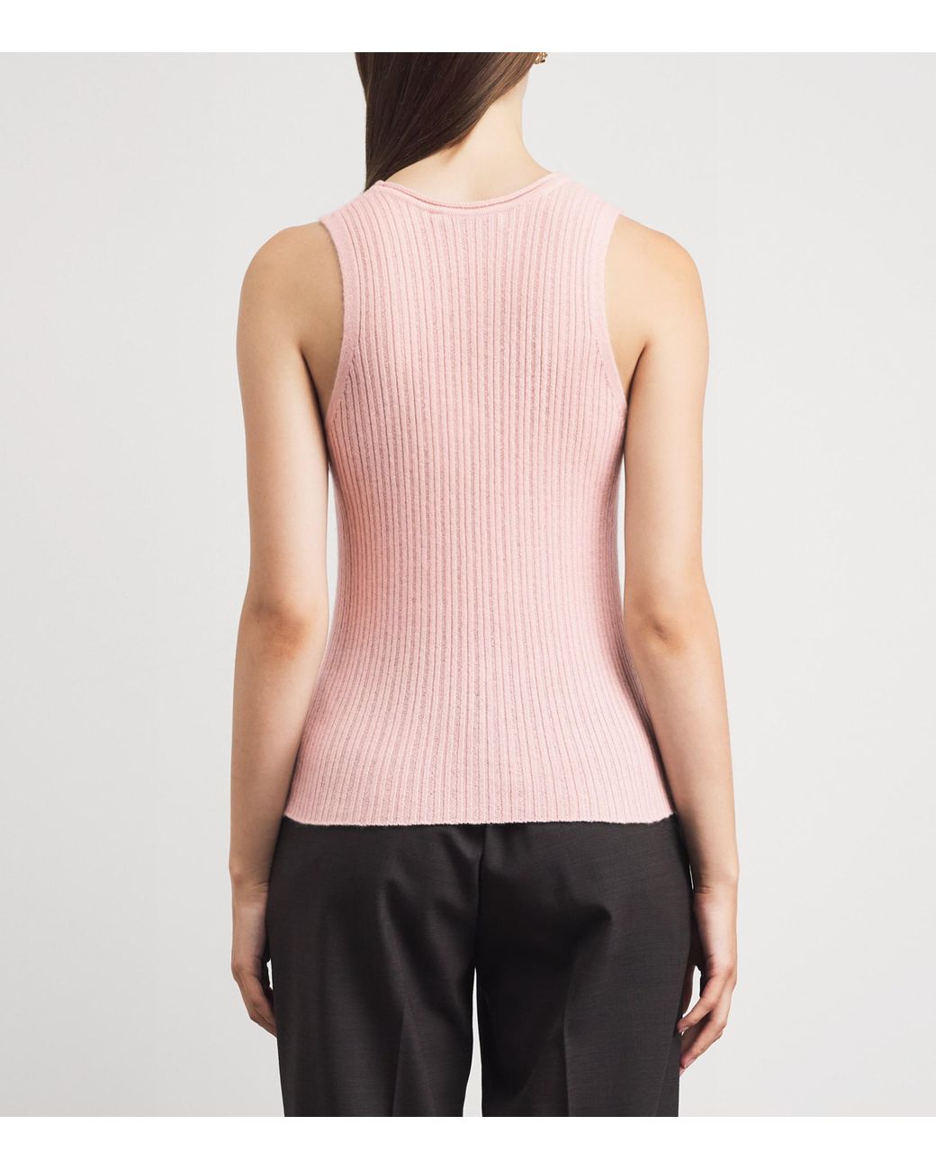 Johnstons Pink Cashmere Ribbed Tank Top